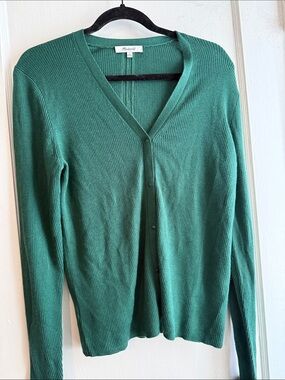 Madewell Emerald Green Ribbed V-Neck Cardigan